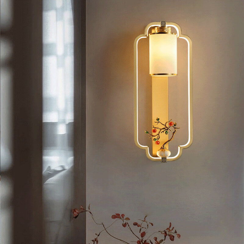 مصباح حائط LED بتصميم عقدة حلقية من النحاس الصيني الحديث 