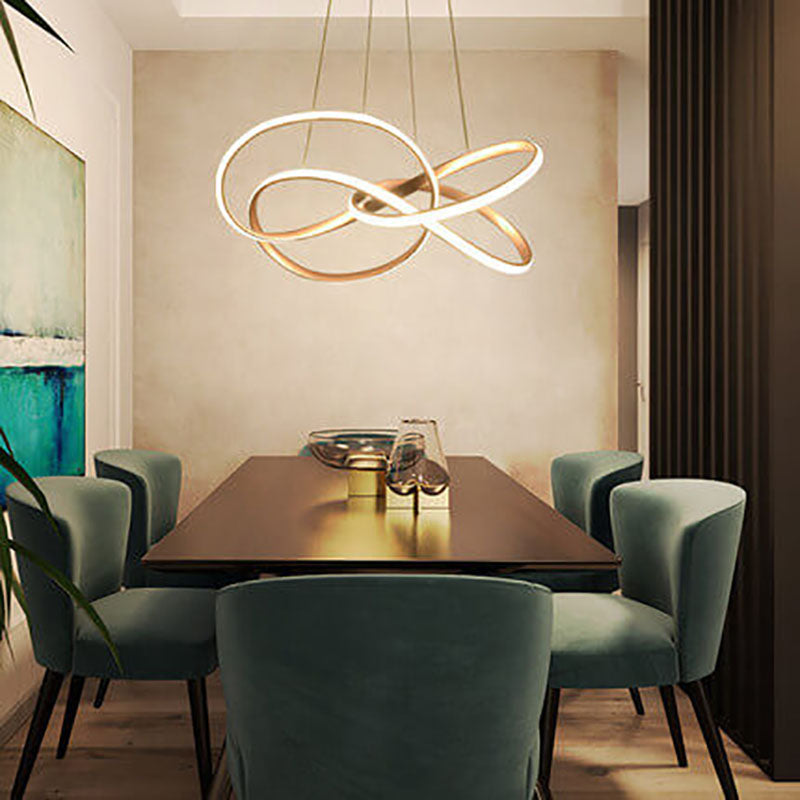 Nordic Art Curve Ring Aluminum Acrylic LED Chandelier