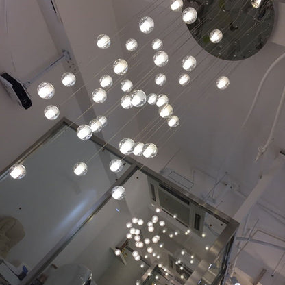 Modern Luxury Staircase Crystal Orb Ball Shade LED Loft Chandelier