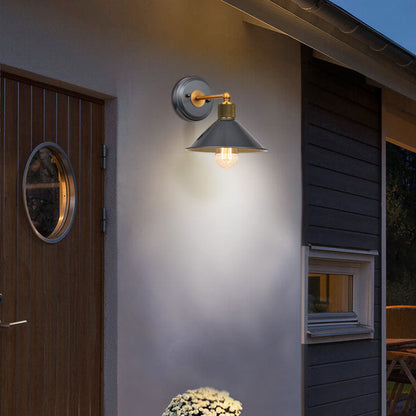 Retro Aluminum Umbrella Wrought Iron Lampshade 1-Light Wall Sconce Lamp