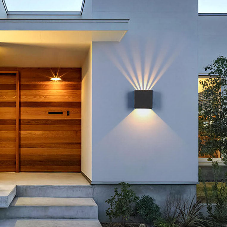 Modern Pure Black Waterproof Aluminum Dimmable Angle Square LED Outdoor Wall Sconce Lamp