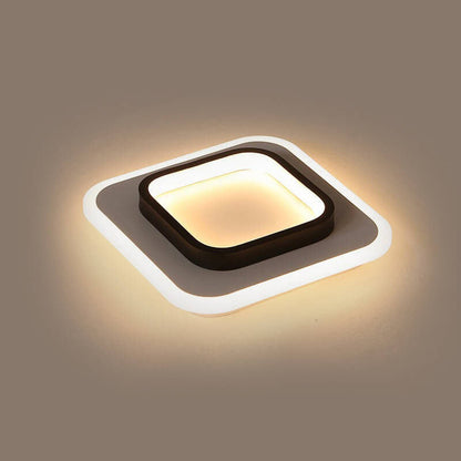 Modern Round Square Black White Iron Acrylic LED Flush Mount Light