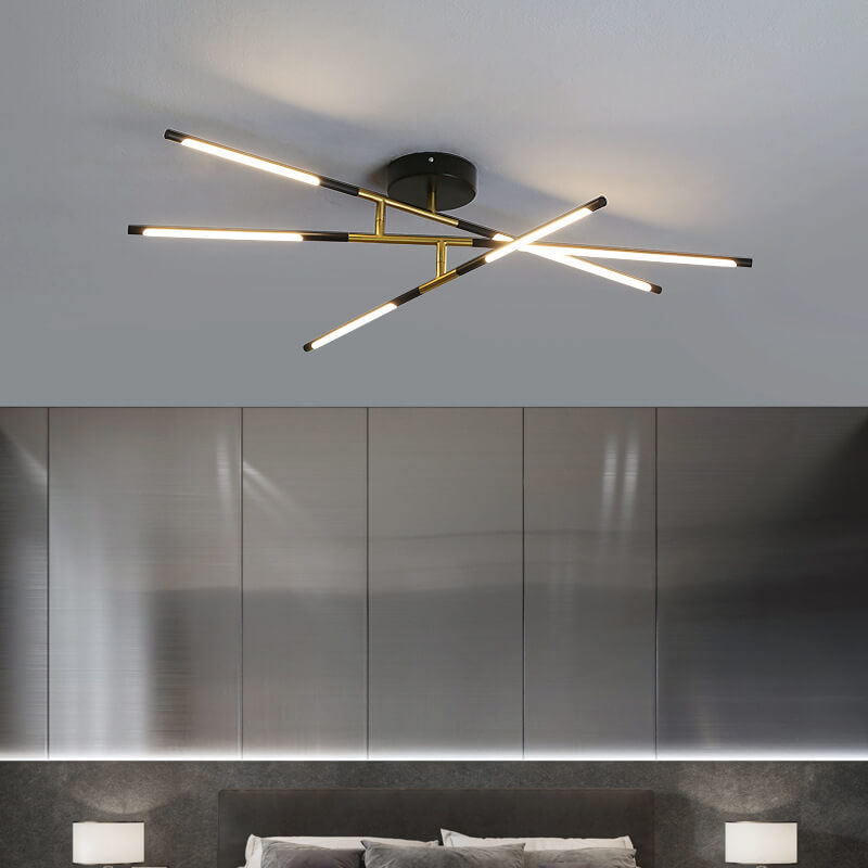 Nordic Creative Iron Geometric Line Combination LED Semi-Flush Mount Ceiling Light