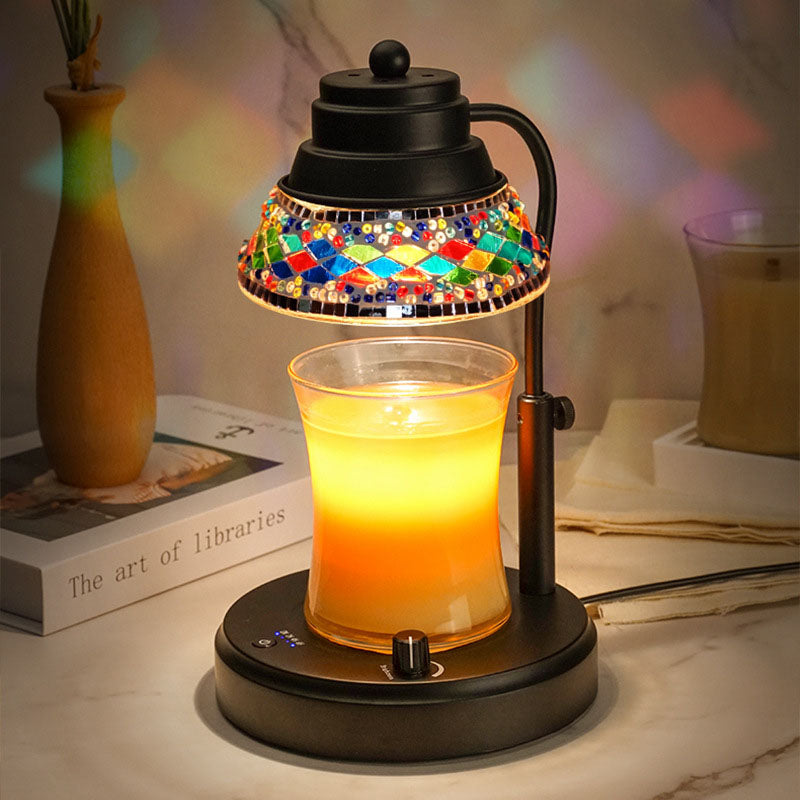 Contemporary Scandinavian Disc Cylinder Iron Plastic Crystal 1-Light Aromatherapy Melting Wax Table Lamp For Bedroom