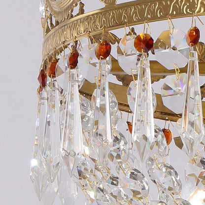 European Light Luxury Round All Brass Glass 4/5-Light Flush Mount Lighting