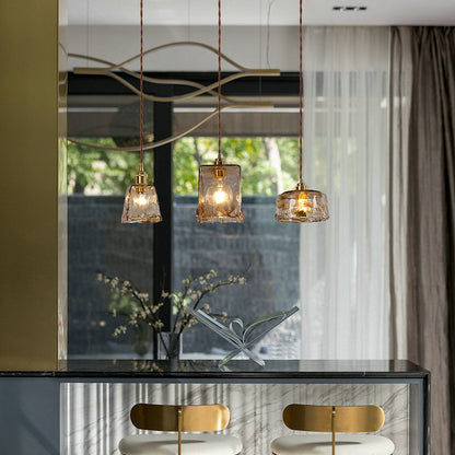 Vintage Amber Glass 1-Light Pendant Light