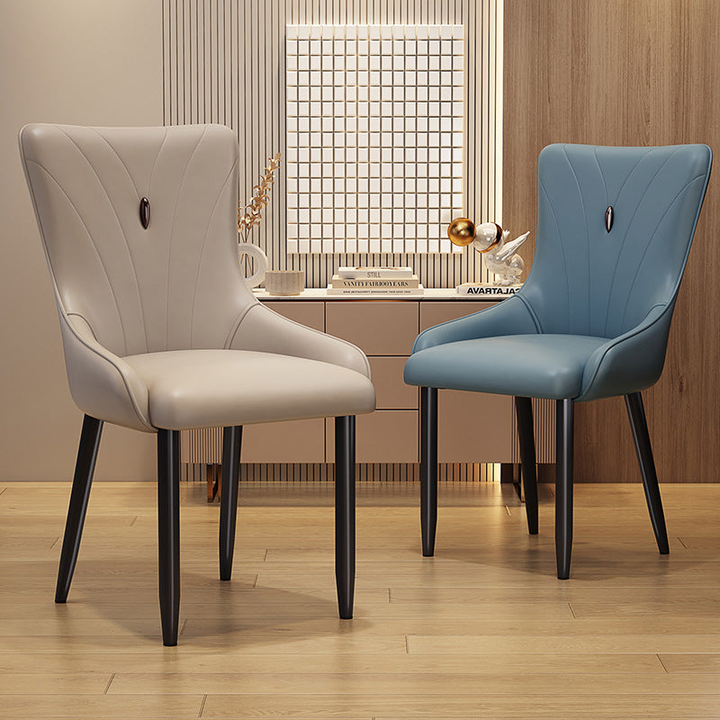 Contemporary Scandinavian PU Leather Carbon Steel Sponge Latex Square Dining Chair Backrest For Dining Room