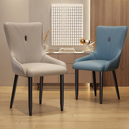 Contemporary Scandinavian PU Leather Carbon Steel Sponge Latex Square Dining Chair Backrest For Dining Room