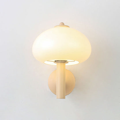 Modern Simplicity Iron Glass Mushroom Round 1-Light Wall Sconce Lamp For Bedside