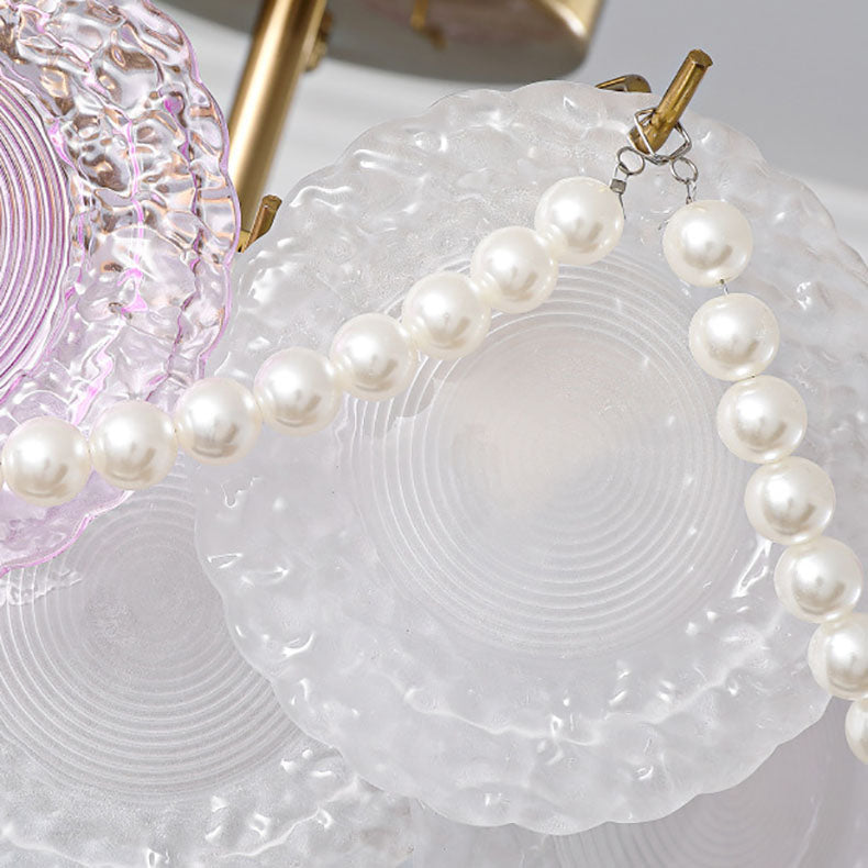 Traditional French Round Shell Hardware Glass 8/10 Light Pendant Light For Living Room