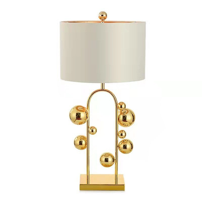 Modern Art Deco Fabric Round Shade Iron Globe Ball 1-Light Table Lamp For Home Office