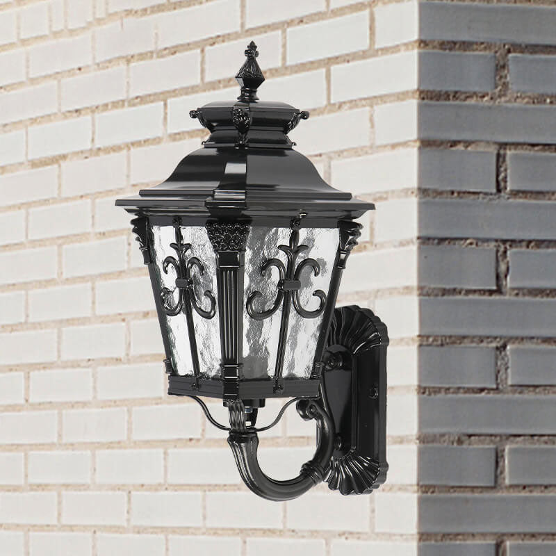 Europe Retro Black Die-Cast Aluminum Glass Outdoor Indoor 1-Light Wall Sconce Lamp