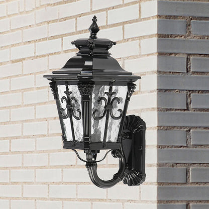Europe Retro Black Die-Cast Aluminum Glass Outdoor Indoor 1-Light Wall Sconce Lamp