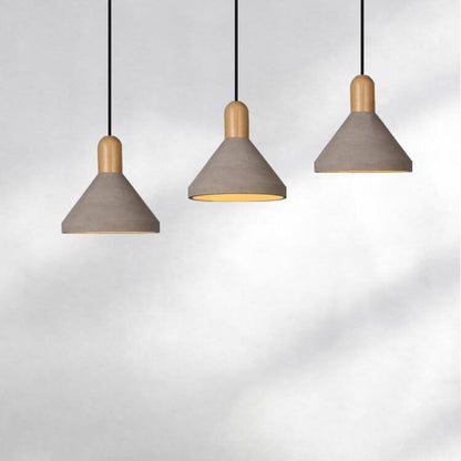 Industrial Style Solid Wood Cement 1-Light Pendant Light