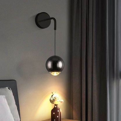 Modern Minimalist Round Ball Aluminum Glass LED Wall Sconce Lamp For Bedroom