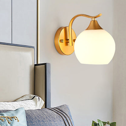 Modern Simplicity Iron Glass Ball 1/2 Light Wall Sconce Lamp For Bedside