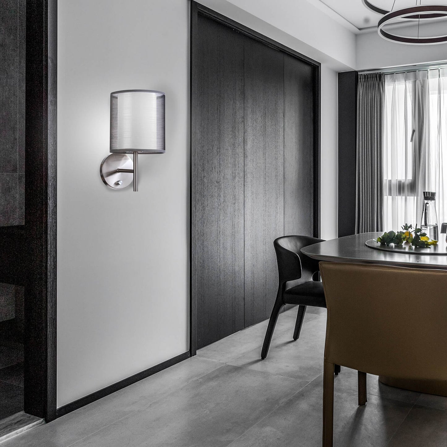 Modern Minimalist Cylinder Iron Gauze 1-Light Wall Sconce Lamp For Living Room