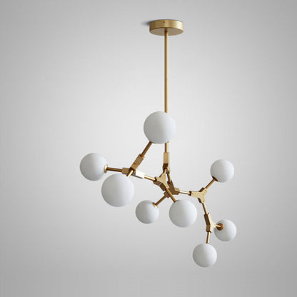 Contemporary Scandinavian Branches Magic Bean Orb Glass Iron 6/8 Light Chandelier For Bedroom