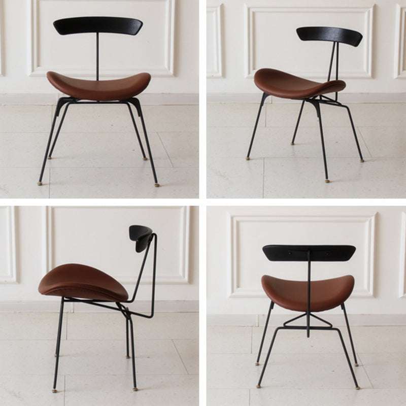 Contemporary Industrial Ant Arch Wood Rebar PU Leather Fabric Sponge Dining Chair Backrest For Dining Room