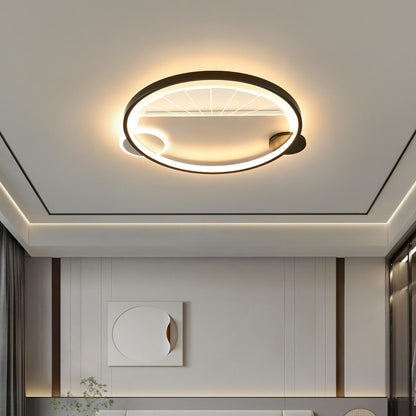 Modern Minimalist Geometric Shapes Black White Iron LED Flush Mount Light