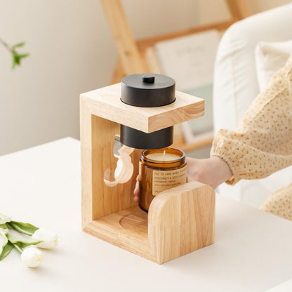 Japanese Creative Iron Cat Whale Hollow Wood Base 1-Light Melting Wax Table Lamp