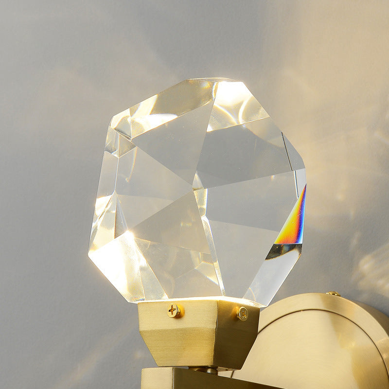 مصباح حائط LED معاصر فاخر من الكريستال الماسي النحاسي للممر 