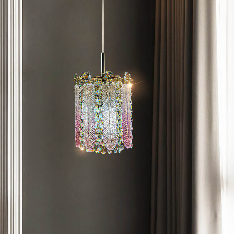Modern Creative Crystal Cylinder 1-Light Pendant Light For Living Room