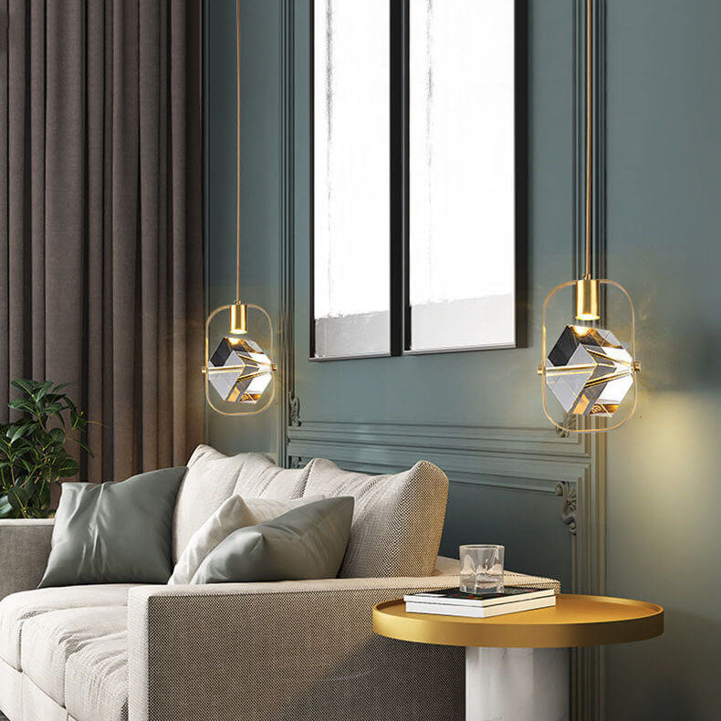 Modern Simplicity Crystal Square 1-Light Pendant Light For Bedroom