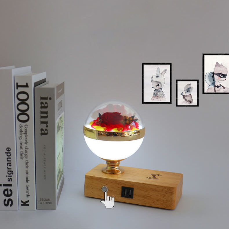 Creative Permanent Flower Night Light Smart Bluetooth Speaker LED Wireless Rechargeable Table Lamp