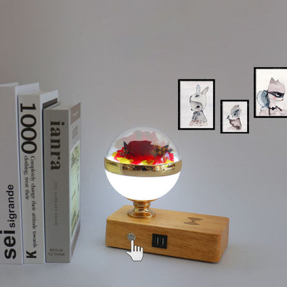 Creative Permanent Flower Night Light Smart Bluetooth Speaker LED Wireless Rechargeable Table Lamp