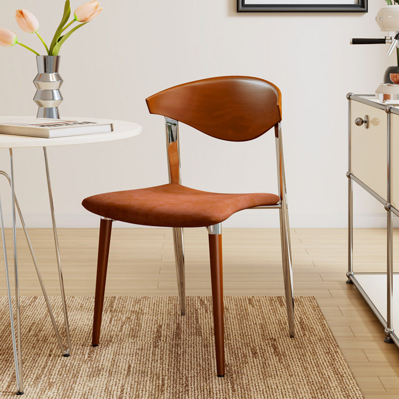 Traditional Vintage Square Metal Fabric Foam Dining Chair Four Legs Backrest For Dining Room