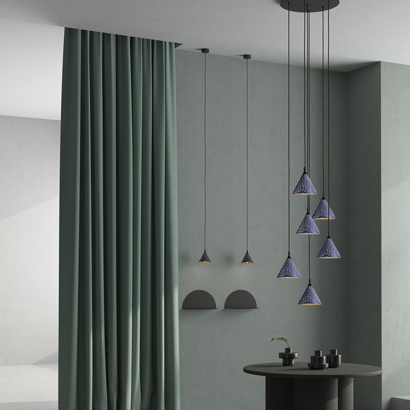 Modern Simplicity Conical Terrazzo 1-Light Pendant Light For Dining Room