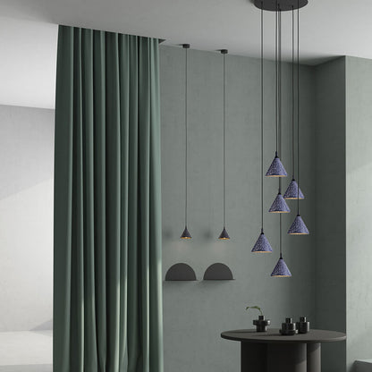 Modern Simplicity Conical Terrazzo 1-Light Pendant Light For Dining Room