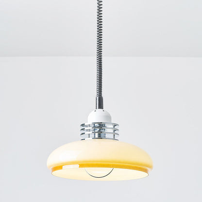 Japanese Minimalist Hardware Glass Round Head Retractable 1-Light Pendant Light