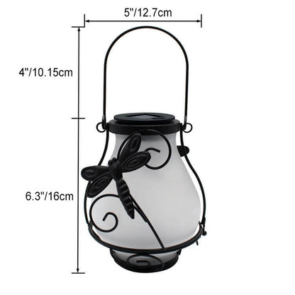 Solar Outdoor Glass Flame Oval Cage LED Courtyard Decorative Landscape Light