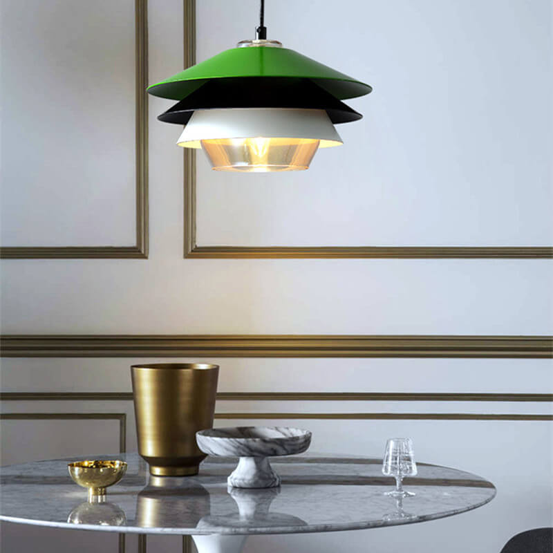 مصباح معلق متعدد الطبقات من الحديد بتصميم قبة بسيط من Nordic Simplicity، مصباح واحد 