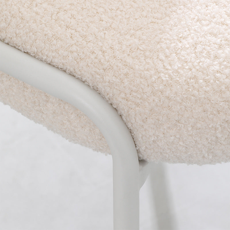 Contemporary Nordic Velvet Upholstered Metal Legs Vanity Stool Round Back For Bedroom