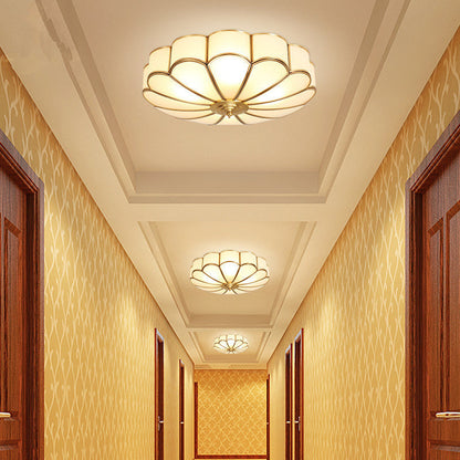 Contemporary Luxury Flower Copper Glass 3/4/6 Light Flush Mount Ceiling Light For Living Room