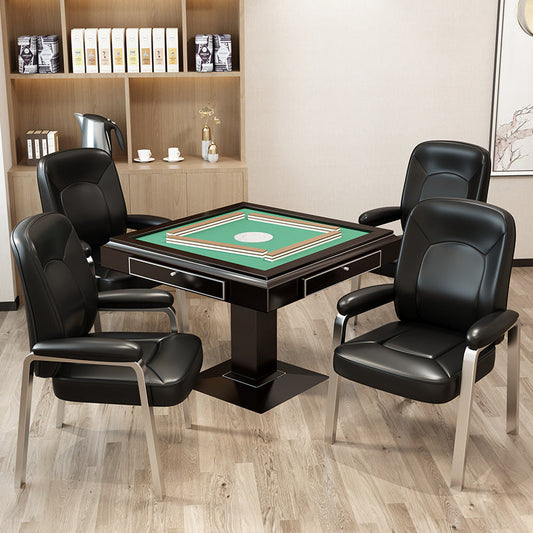 Modern Minimalist Square PU Leather Stainless Steel Dining Chair Backrest Arm For Dining Room