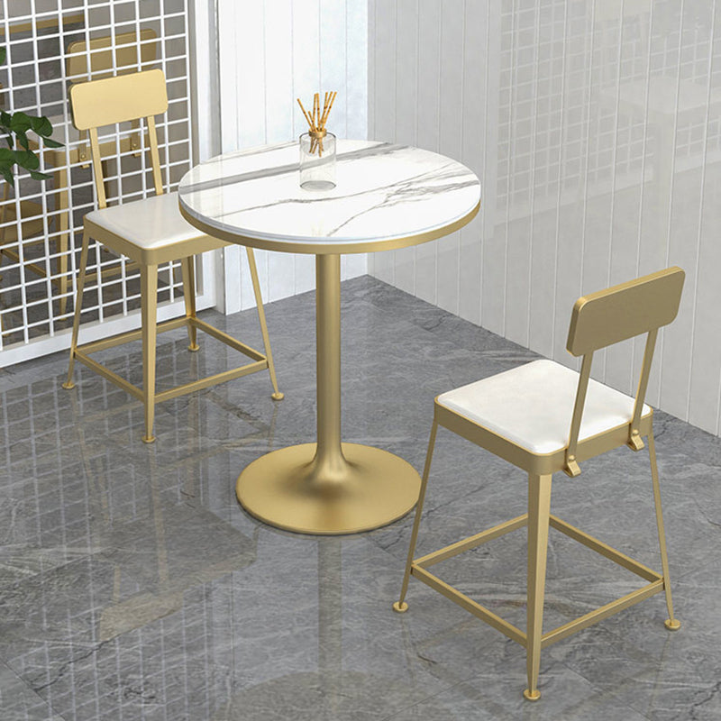 Modern Minimalist Square PU Leather Upholstered Iron Frame Bar Stool Backrest Footrest For Dining Room