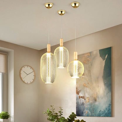 مصباح LED معلق بظل شبكي زجاجي حديث 