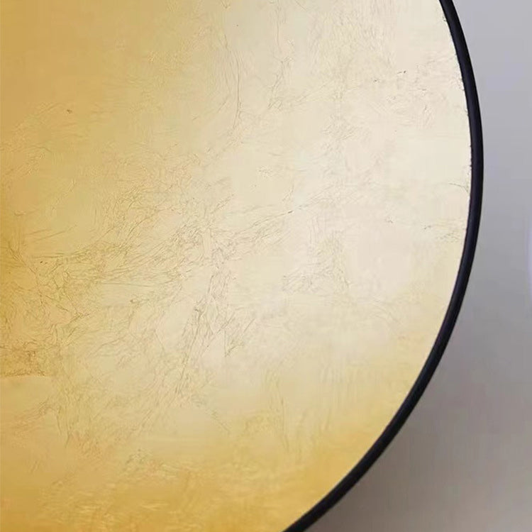Traditional Vintage Round Gold Foil Iron Glass 1-Light Flush Mount Ceiling Light For Bedroom