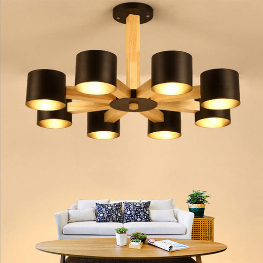 Scandinavian Minimalist Log 6/8-Light Island Light Chandelier