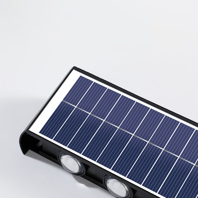 مصباح حائط LED مستطيل الشكل مقاوم للماء يعمل بالطاقة الشمسية بتصميم عصري بسيط مصنوع من مادة ABS PMMA للفناء الخارجي