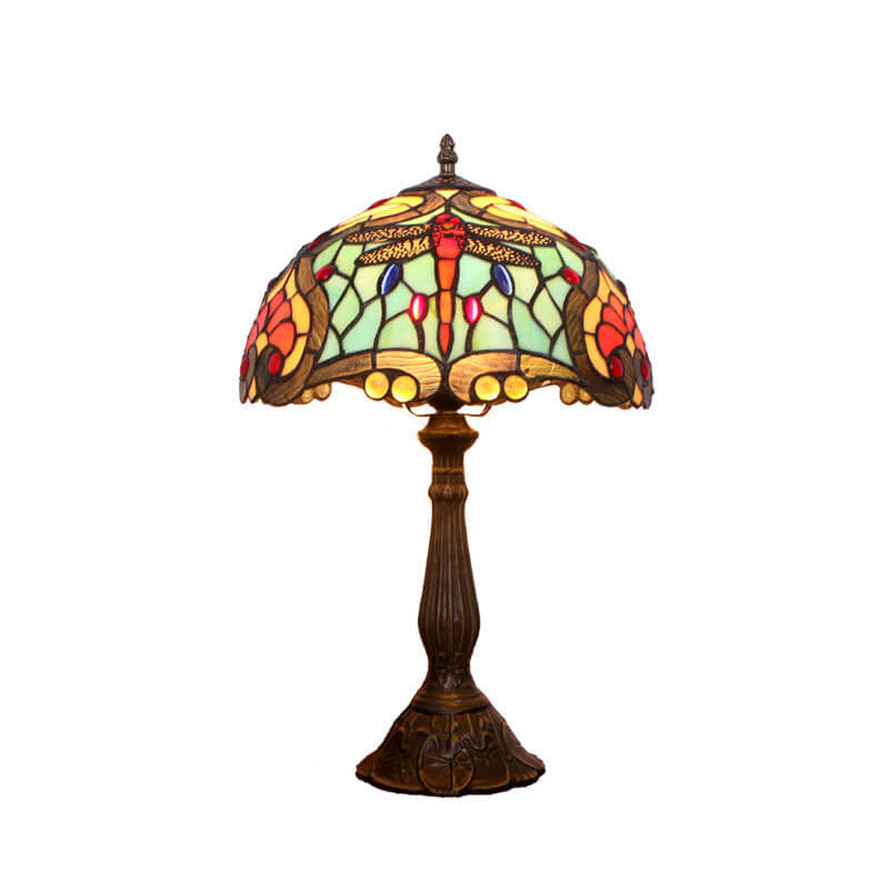 Tiffany Creative Alloy Colored Dragonfly Peach Heart 1-Light Table Lamp