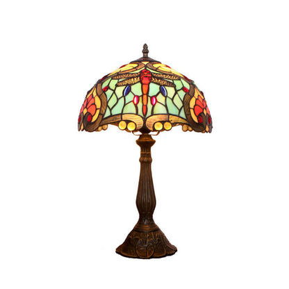 Tiffany Creative Alloy Colored Dragonfly Peach Heart 1-Light Table Lamp