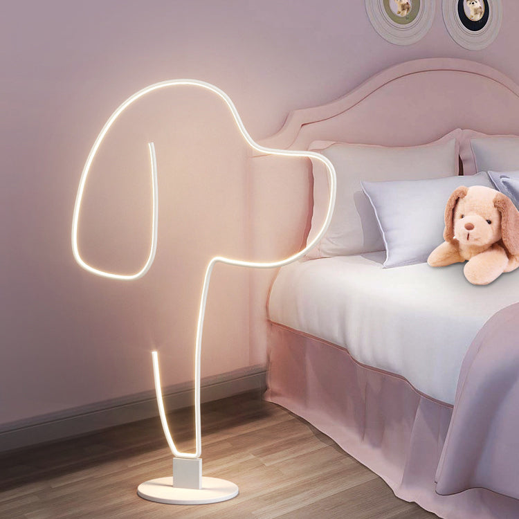 Contemporary Creative Iron Aluminum Acrylic Cat Dog LED Standing Floor Lamp For Bedroom