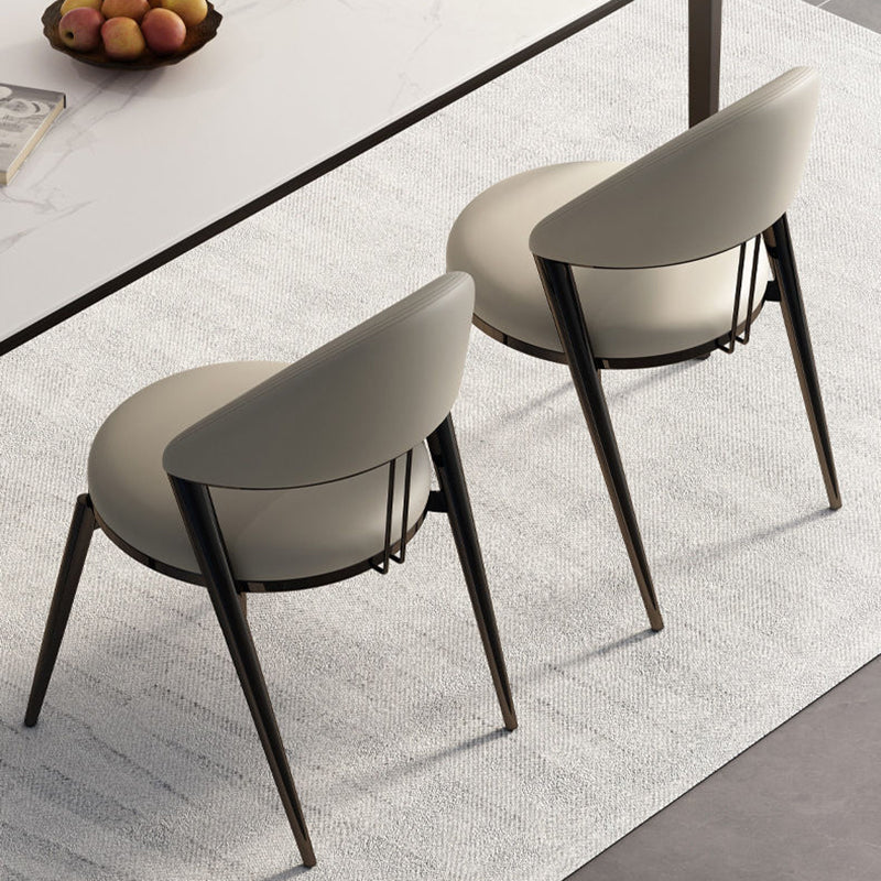 Modern Luxury Round Cushion PU Leather Lambswool Sponge Black Titanium Dining Chair Backrest For Dining Room