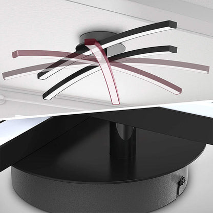 Modern Minimalist Dual Aluminum Parallel Strips LED Semi-Flush Mount Ceiling Light For Bedroom