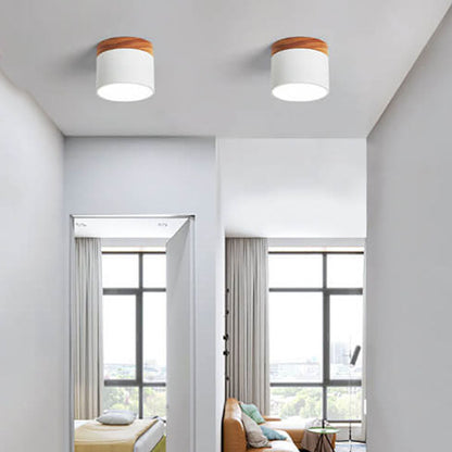 Scandinavian Macaroon Solid Color Log LED Flush Mount Ceiling Light